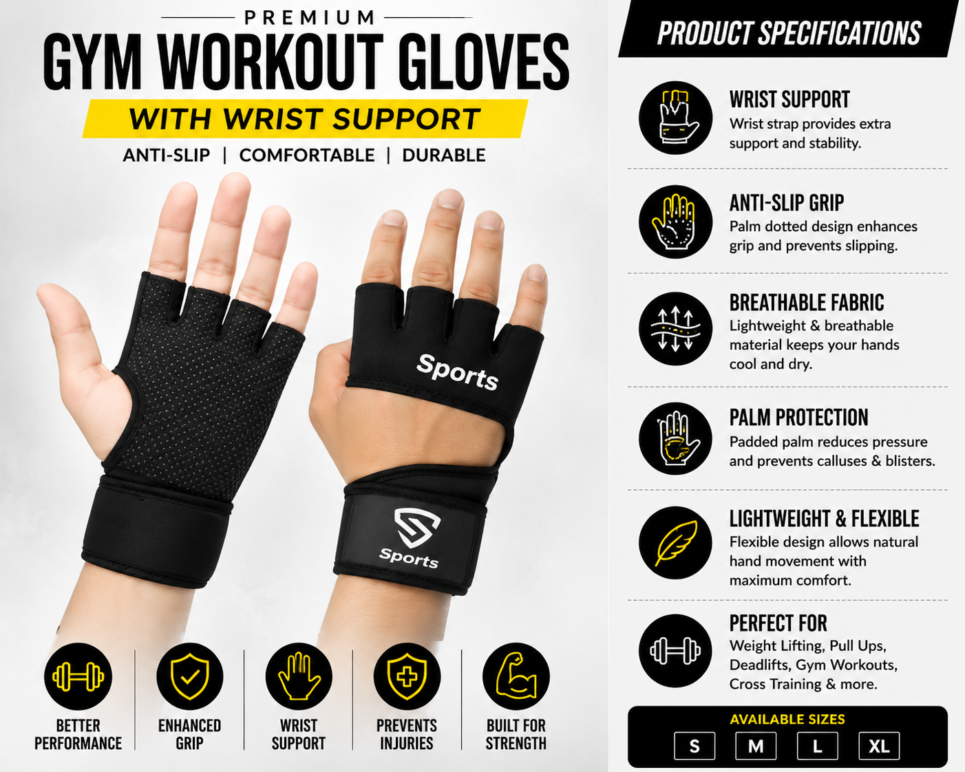 Premium Gym Workout Gloves