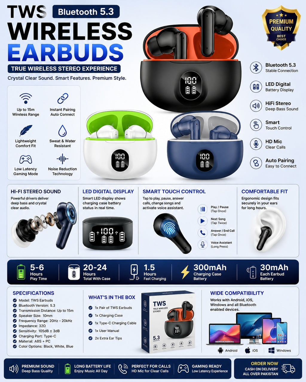 TWS Bluetooth 5.3 Earbuds