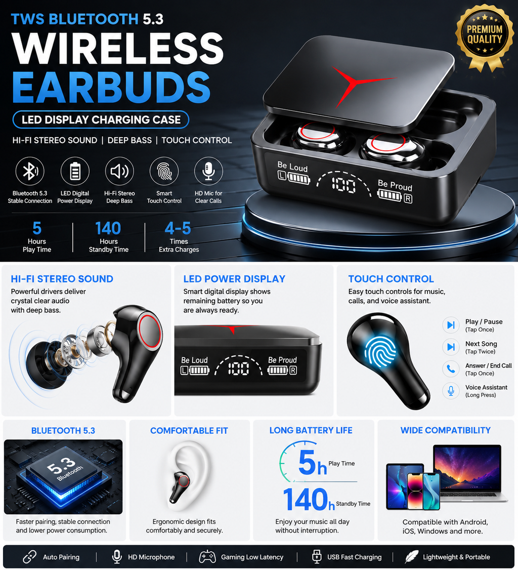 TWS Bluetooth 5.3 Earbuds