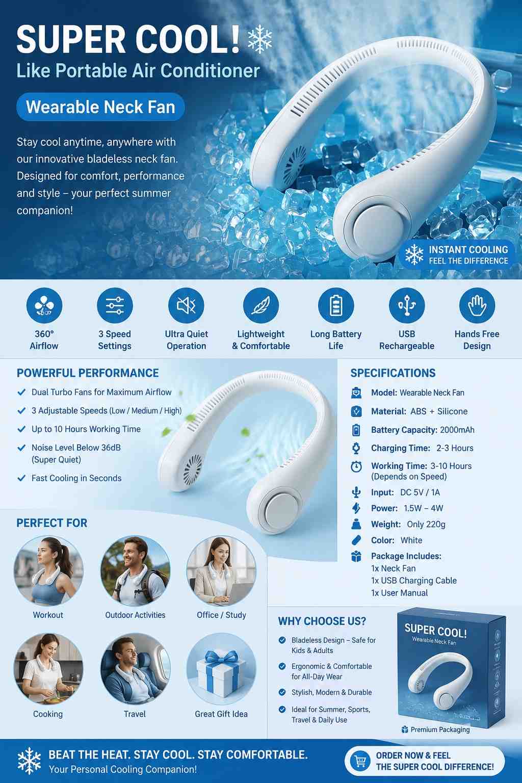 Portable Neck Fan