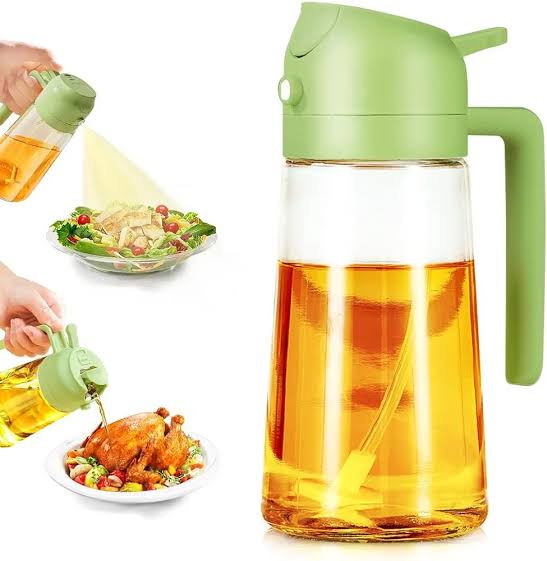 2-in-1 Oil Spray Bottle & Dispenser – Leakproof Kitchen Oil Sprayer