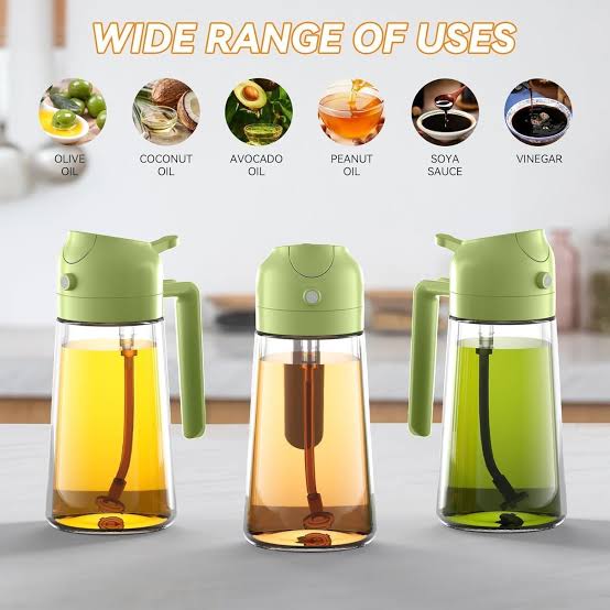 2-in-1 Oil Spray Bottle & Dispenser – Leakproof Kitchen Oil Sprayer