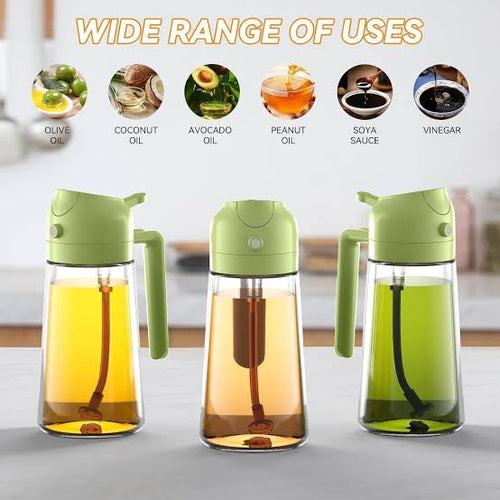 2-in-1 Oil Spray Bottle & Dispenser – Leakproof Kitchen Oil Sprayer