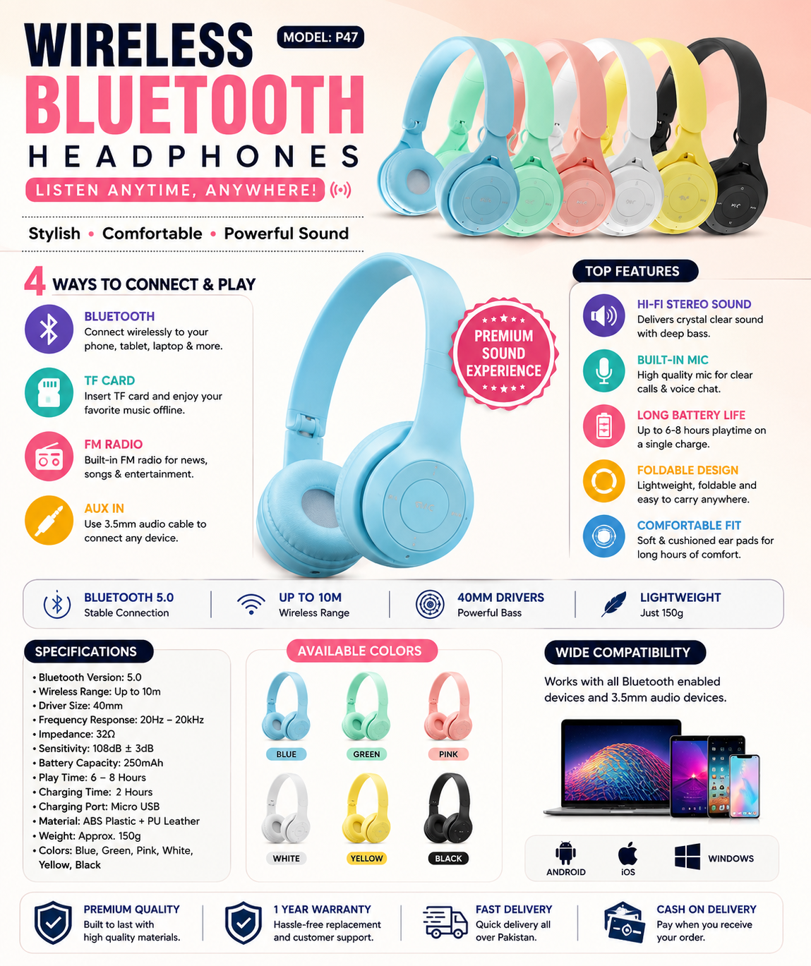 Wireless Bluetooth Headphones
