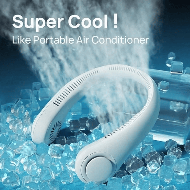 Portable Neck Fan Black ABS Lightweight Cool Breeze